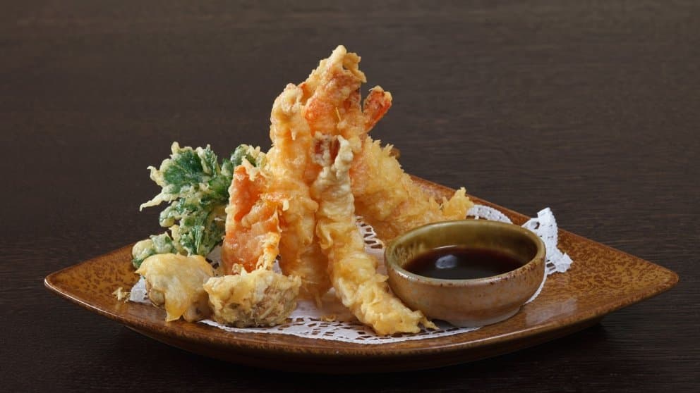 Tempura de gambas y verduras