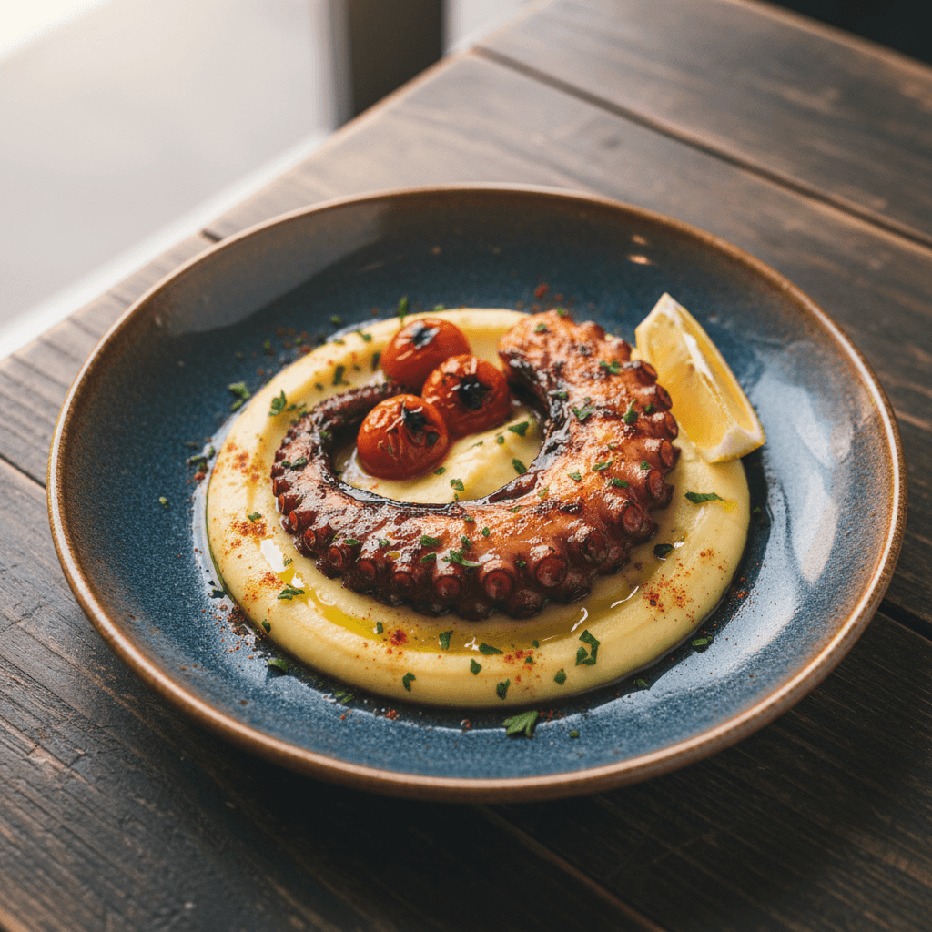 Pulpo braseado con parmentier