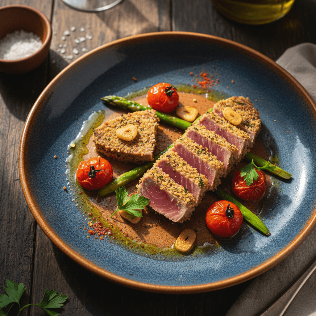 Solomillo de atún con migas