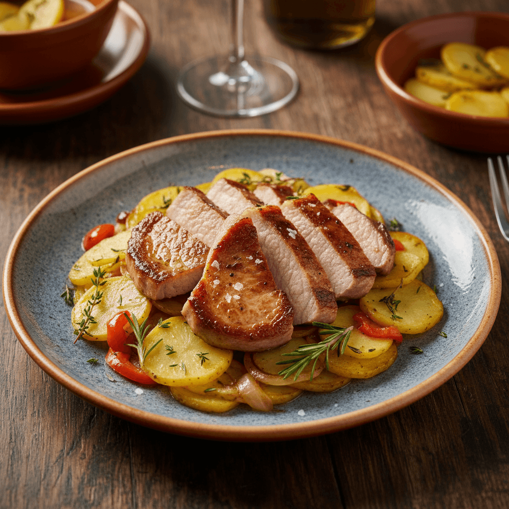 Pluma ibérica con patatas panaderas