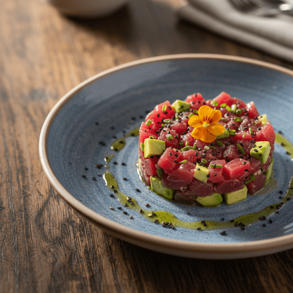 Tartar de atún rojo con aguacate