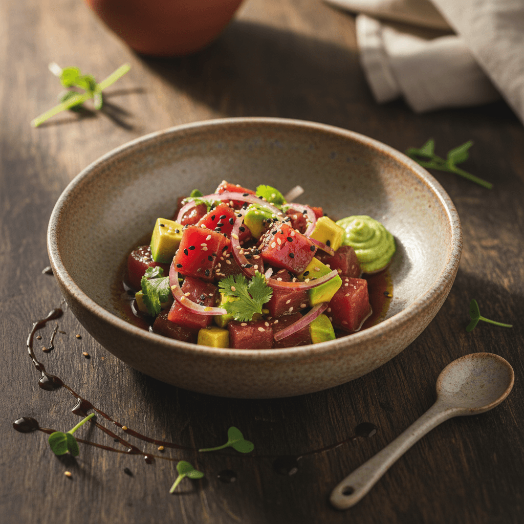 Tartar de atún con soja y wasabi