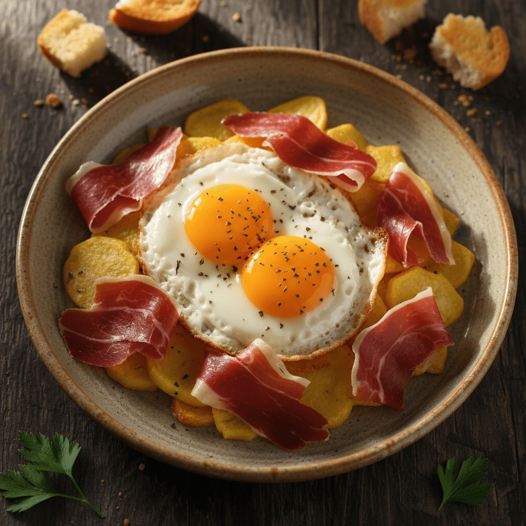Huevos rotos con jamón ibérico
