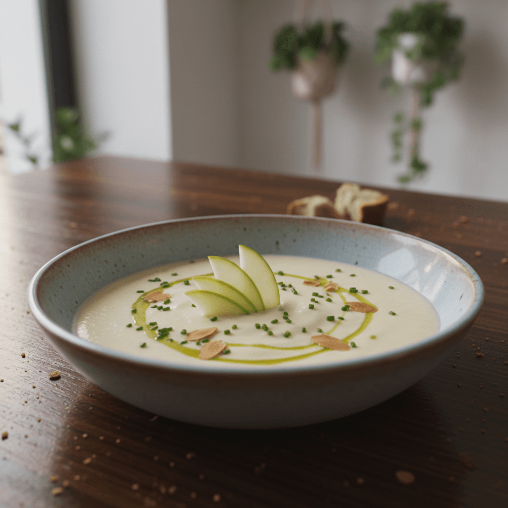 Vichyssoise de puerro y manzana