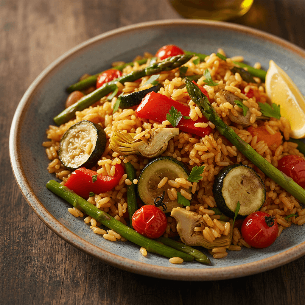 Arroz de verduras de temporada