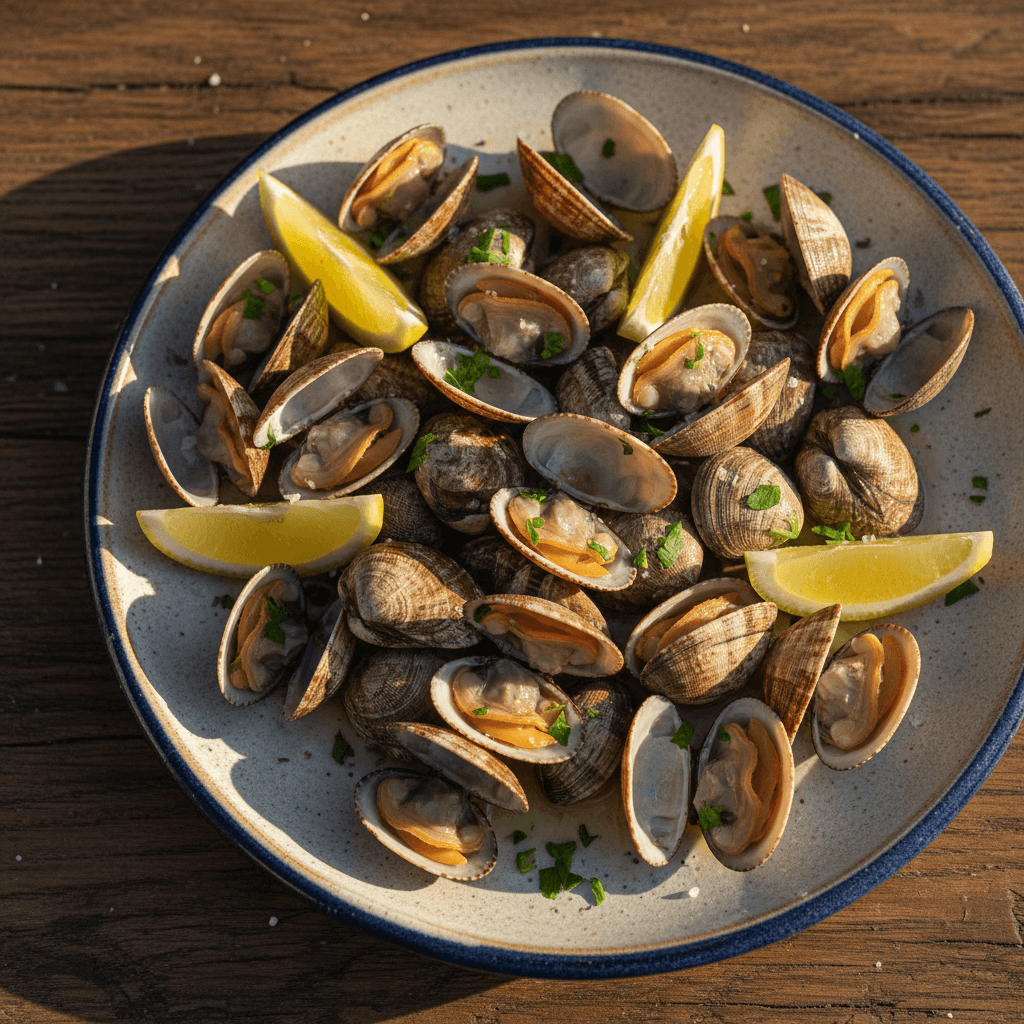 Berberechos al natural con limón