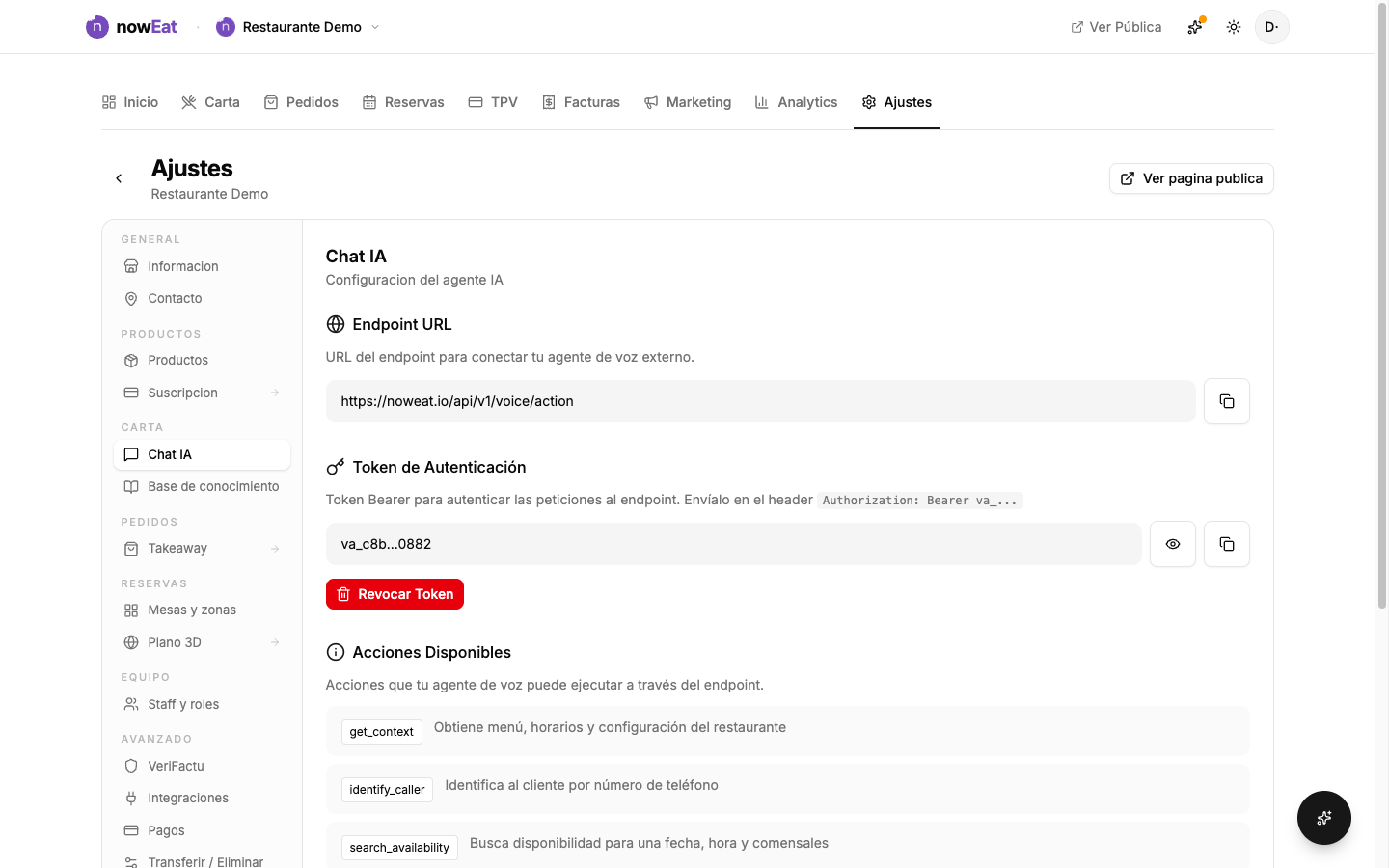 Configuración del chat de IA: nombre, texto del botón, recomendaciones y preguntas sugeridas